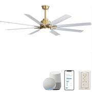66 Inch Low Profile ABS Ceiling Fan with Dimmable Lights and Smart Remote Control 6 Speed Reversible Noiseless DC Motor for Indoor
