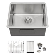 21 Inch Undermount Sink - 21"x18"x9" Undermount Stainless Steel Kitchen Sink 18 Gauge 9 Inch Deep Single Bowl Kitchen Sink Basin