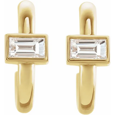14K Gold 1/5 CTW Natural Diamond Huggie Hoop Earrings