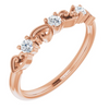 Natural 3 Round Diamonds & Heart Scrolls Stackable Ring