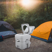 5 Gallon Portable Toilet, Flush Potty, Travel Camping Outdoor-cold gray