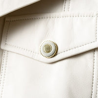 European Genuine Sheepskin Leather Large Lapel Short Jacket