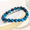 Blue Tiger Eye Natural Stone Buddha Bracelet for Men or Women