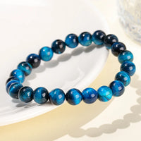Blue Tiger Eye Natural Stone Buddha Bracelet for Men or Women