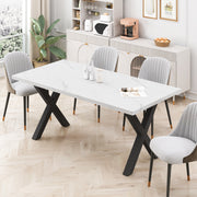 70.87" Modern Square Dining Table Black X-Shape Table Leg