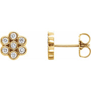 Stud Natural Diamond Cluster Earrings 14K Gold 1/4 CTW