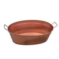 Oval Shape Hammered Copper Metal Tub with 2 Side Handles