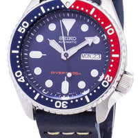 Seiko Automatic Skx009k1-var-ls15 Diver's 200m Dark Blue Leather Strap Men's Watch