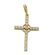 Pendant Cross With Zirconia Crystals 9k Gold