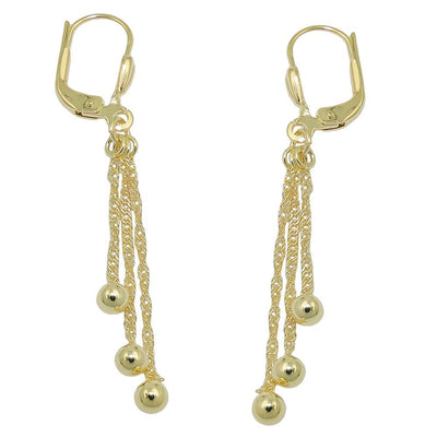 Earrings Leverback With 3 Chains 8k Gold