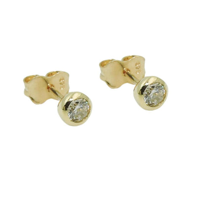 Stud Earrings 4mm Zirconia 9k Gold