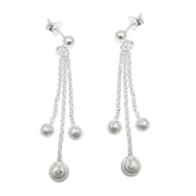Earring 3 Chains With Balls Silver 925