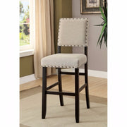 Rustic Bar Chair In Ivory Linen, Black Set Of 2