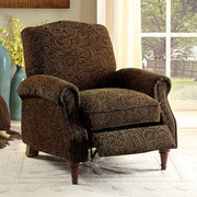 Transitional Push Back Chair, Brown Pattern