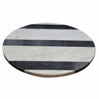 Round Monochrome Marble Board, White And Black