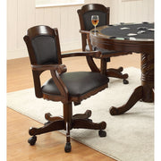 Arm Game Chair with Casters and Fabric Seat and Back, Brown