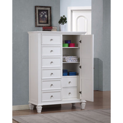 Sleek Transitional Style Chest  with Storage Drawers, White