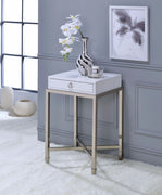 End Table, White & Brushed Nickel