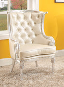 Resin & Wood Accent Chair, Silver Frame & Beige Seat