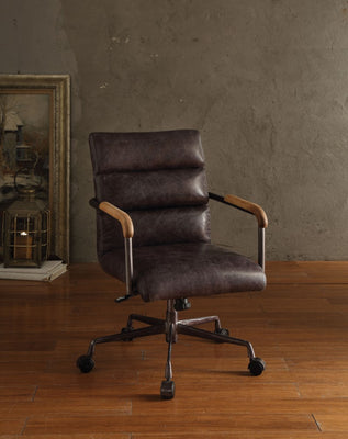 Metal & Leather Executive Office Chair, Antique Brown
