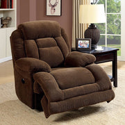 Flannelette Motion Recliner Chair, Dark Brown
