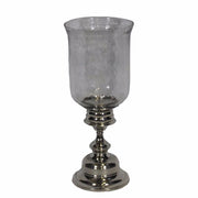 Metal-Glass Candle Holder, Gray & Silver