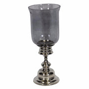 Metal-Glass Candle Holder, Gray & Silver