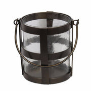 Metal-Glass Candle Holder In Bucket Style, Brown