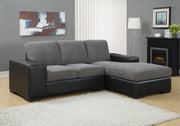 37" Grey Corduroy Sofa Lounger with a Black Leather Look