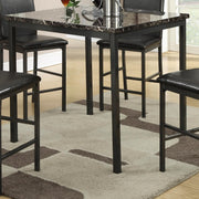 Metal Counter Height Table With Faux Marble Top, Black