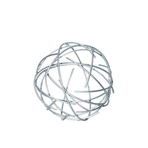 Metal Orb Sculpture With Broken Rings, Coated Finish Silver