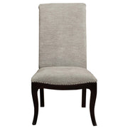 Fabric & Wood Side Chair With Nail Head Trims, Dark Espresso Brown