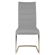 Metal Dining Chair With Unique Stitch Accent On The Back, Ash Gray, Set Of Two