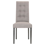 Fabric Upholstery Dining Chair With Button Tufted Back, Gray, Set Of Two