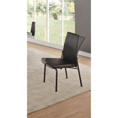 Modern Style Metal Side Chair With Leatherette Padded Seat, Black, Set of 2