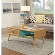 Transitional Rectangular Wooden Coffee Table with 2 Storage Compartments, Brown