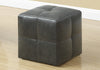 Two 24" Charcoal Grey Leather, Foam, and Solid Wood Ottomans