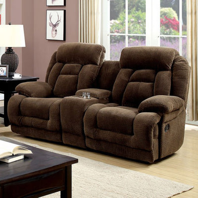 Love Seat With Cup Holders, Brown
