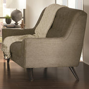 Modern Wood & Chenille Loveseat With Tufted Seating, Dove Gray