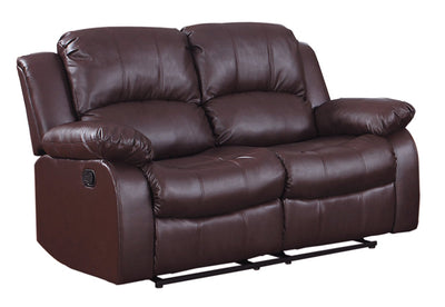 Bonded Leather Recliner Loveseat, Brown