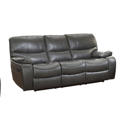 Leather Upholstered Double Reclining Sofa, Gray