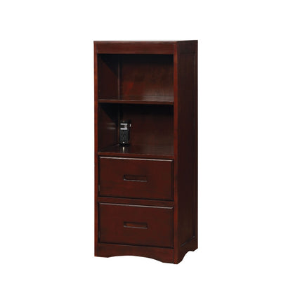 Solid Wood Book Shelf with Spacious Storage and Built In USB Plug, Brown