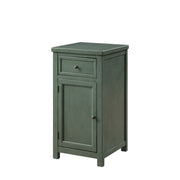 Solid Wood One Drawer And One Door Side Table with Metal Knobs, Green