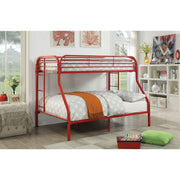 Metal Twin Over Full Bunk Bed with Attached Side Rails And Side Ladders, Red