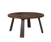 Solid Wood Round Table with Flared Leg Support, Brown and Gray