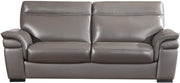 Leatherette Upholstered Wooden Sofa with Pillow Top Armrest and Stitch Trim, Gray