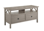 Wooden TV Stand with Two Large Drawers and 2 Open Shelves, Gray