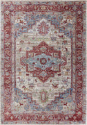 3'6" x 5'6" Polyester Grey-Red Area Rug