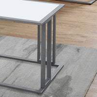 67" White Mdf And Silver Metal Three Pieces Table Set