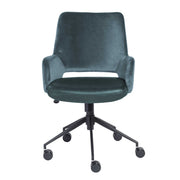 Blue Velvet Seat Swivel Adjustable Task Chair Fabric Back Steel Frame
